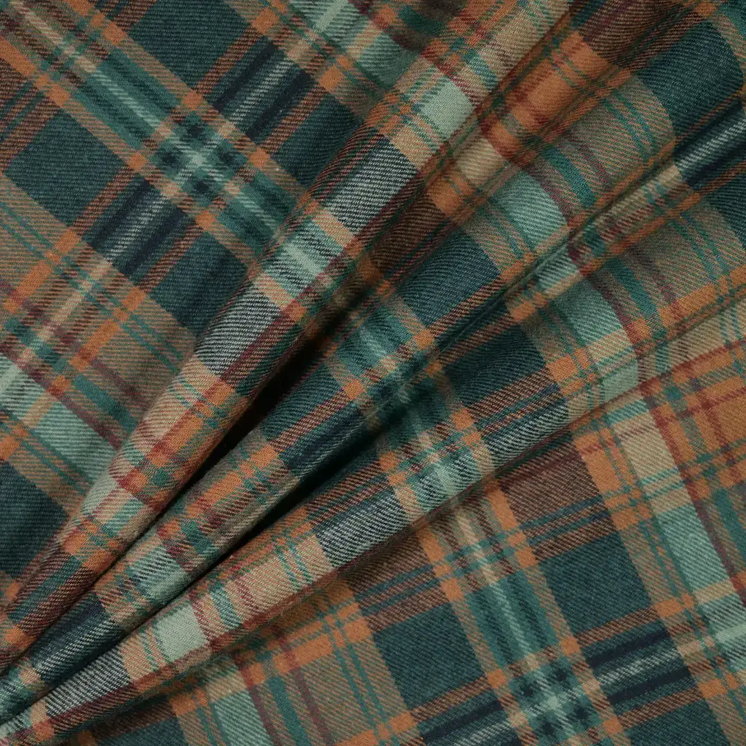 China Fabric for Shirt,Puff Short Sleeve Ruffle Crop Shirt,Stand Collar Double-Breasted Shirt Yarn Dyed Check Natural Woven Fabric Cotton green coffee color buy from China wholesaler bulk order at wholesale price free worldwide shipping Alibaba