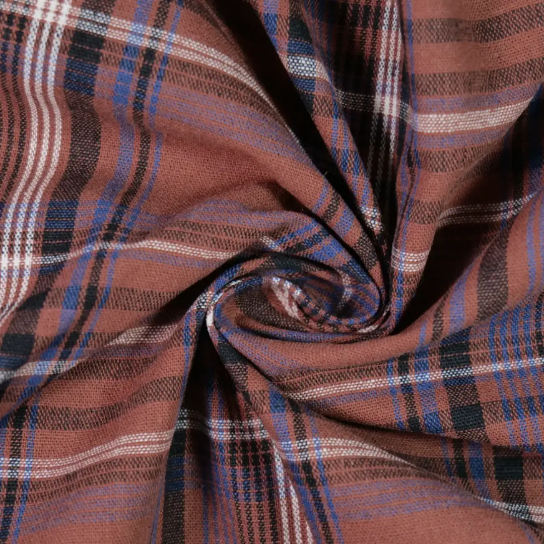 China Fabric for Shirt,Womens Slim Fit Shirt,Womens Stand Collar Shirt Yarn Dyed Check Natural Woven Fabric Cotton DARK COFFEE color buy from China wholesaler bulk order at wholesale price free worldwide shipping Alibaba