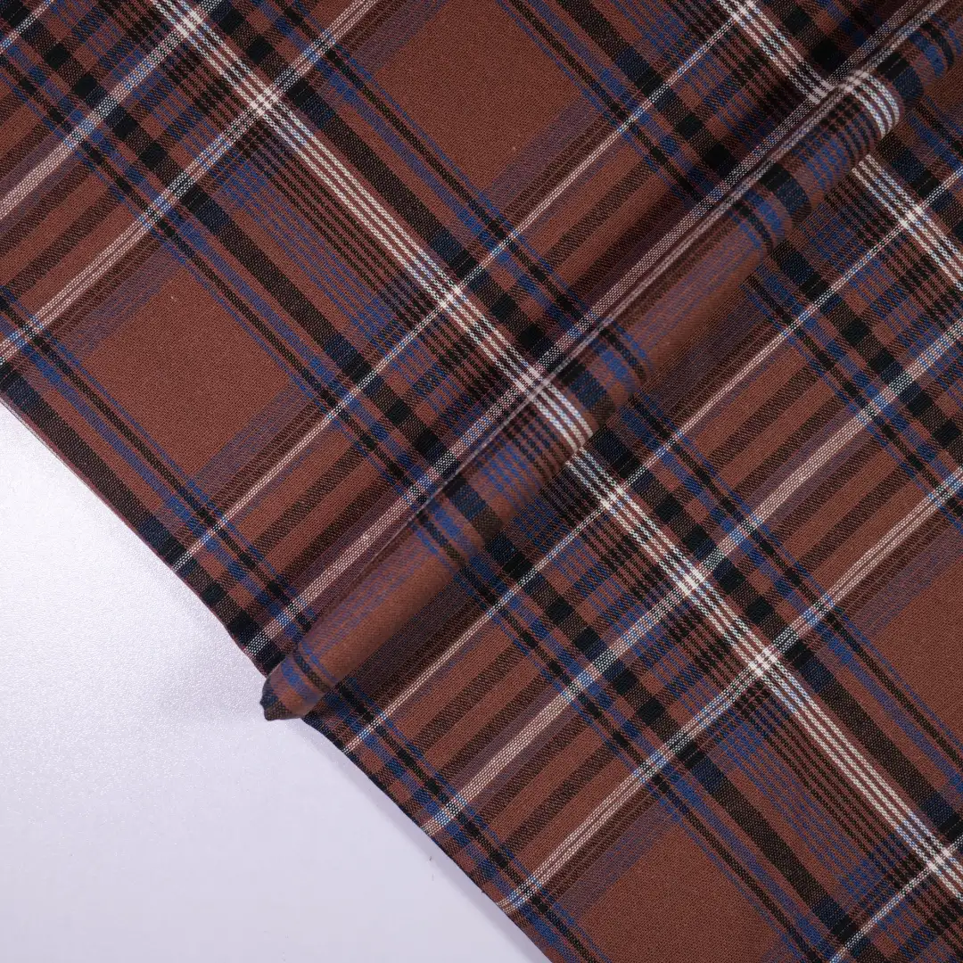 China Fabric for Shirt,Womens Slim Fit Shirt,Womens Stand Collar Shirt Yarn Dyed Check Natural Woven Fabric Cotton DARK COFFEE color buy from China wholesaler bulk order at wholesale price free worldwide shipping Alibaba