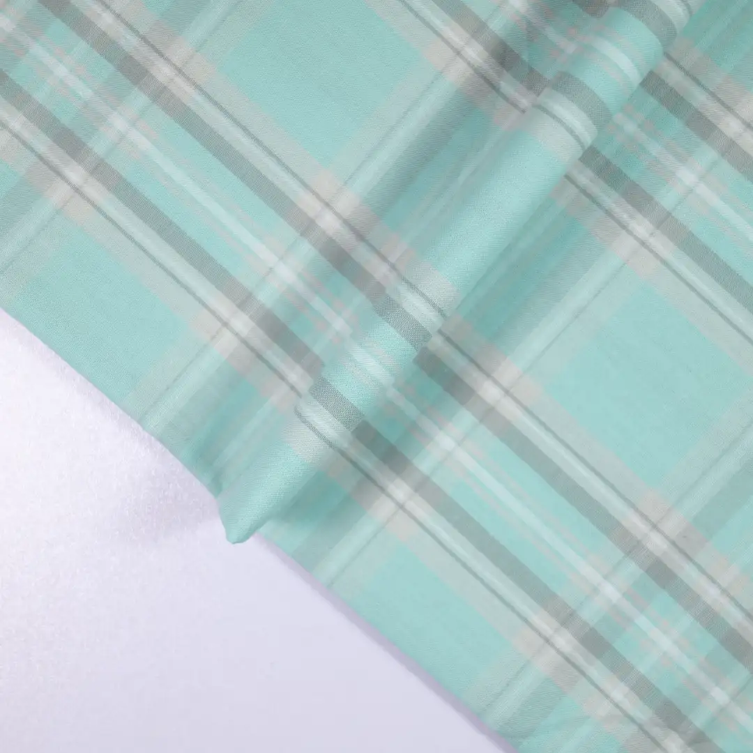 China Fabric for Shirt,Tier Midi Shirt Dress,Womens Slim Fit Shirt Yarn Dyed Check Natural Woven Fabric Cotton cyan grey color buy from China wholesaler bulk order at wholesale price free worldwide shipping Alibaba