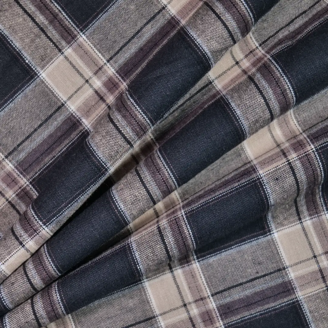 China Fabric for Shirt,Womens Slim Fit Shirt,Womens Stand Collar Shirt Yarn Dyed Check Woven Blended Fabric Cotton Rayon black brown color buy from China wholesaler bulk order at wholesale price free worldwide shipping Alibaba