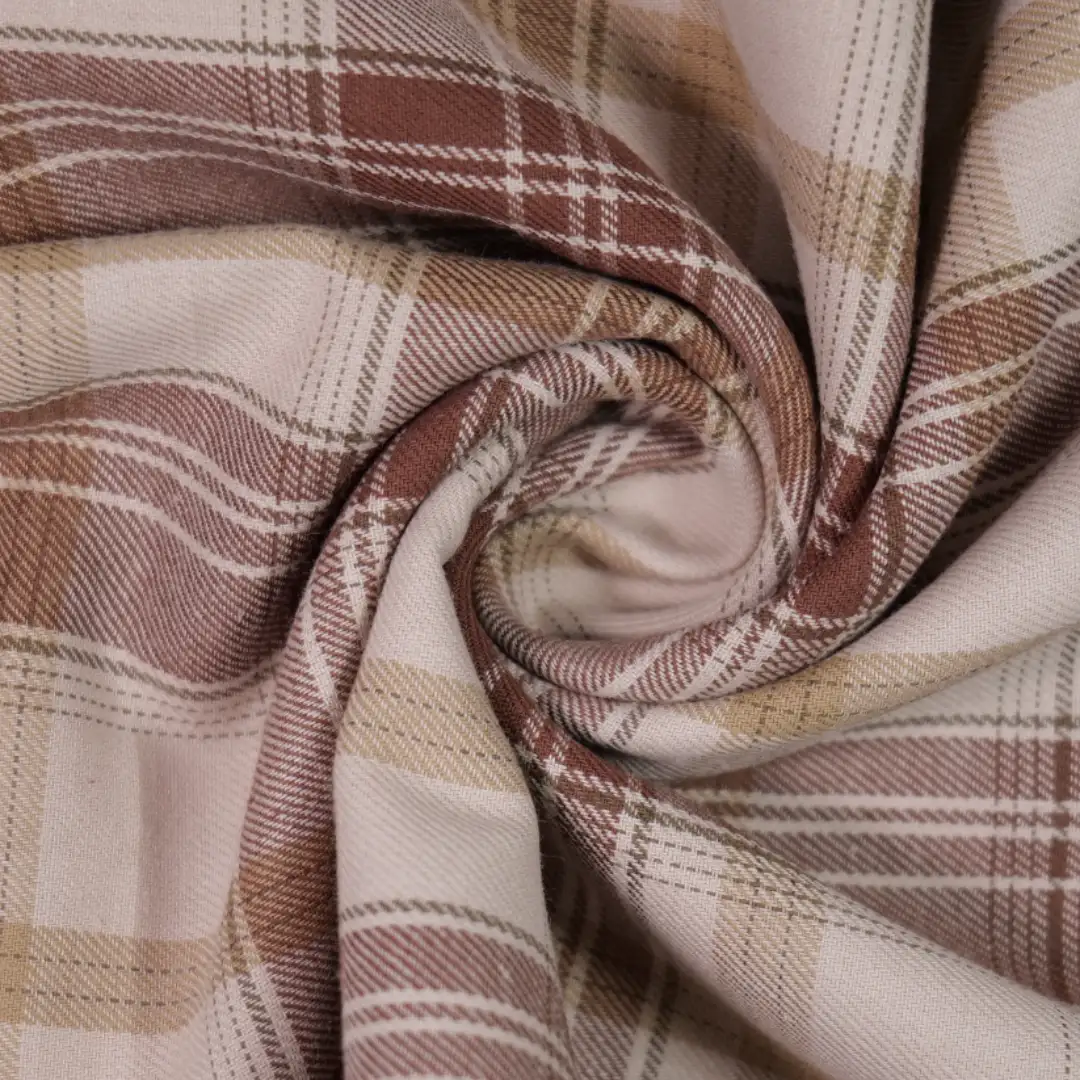 China Fabric for Shirt,Tier Midi Shirt Dress,Womens Slim Fit Shirt,Womens Stand Collar Shirt Yarn Dyed Check Woven Blended Fabric Cotton brown grey color buy from China wholesaler bulk order at wholesale price free worldwide shipping Alibaba