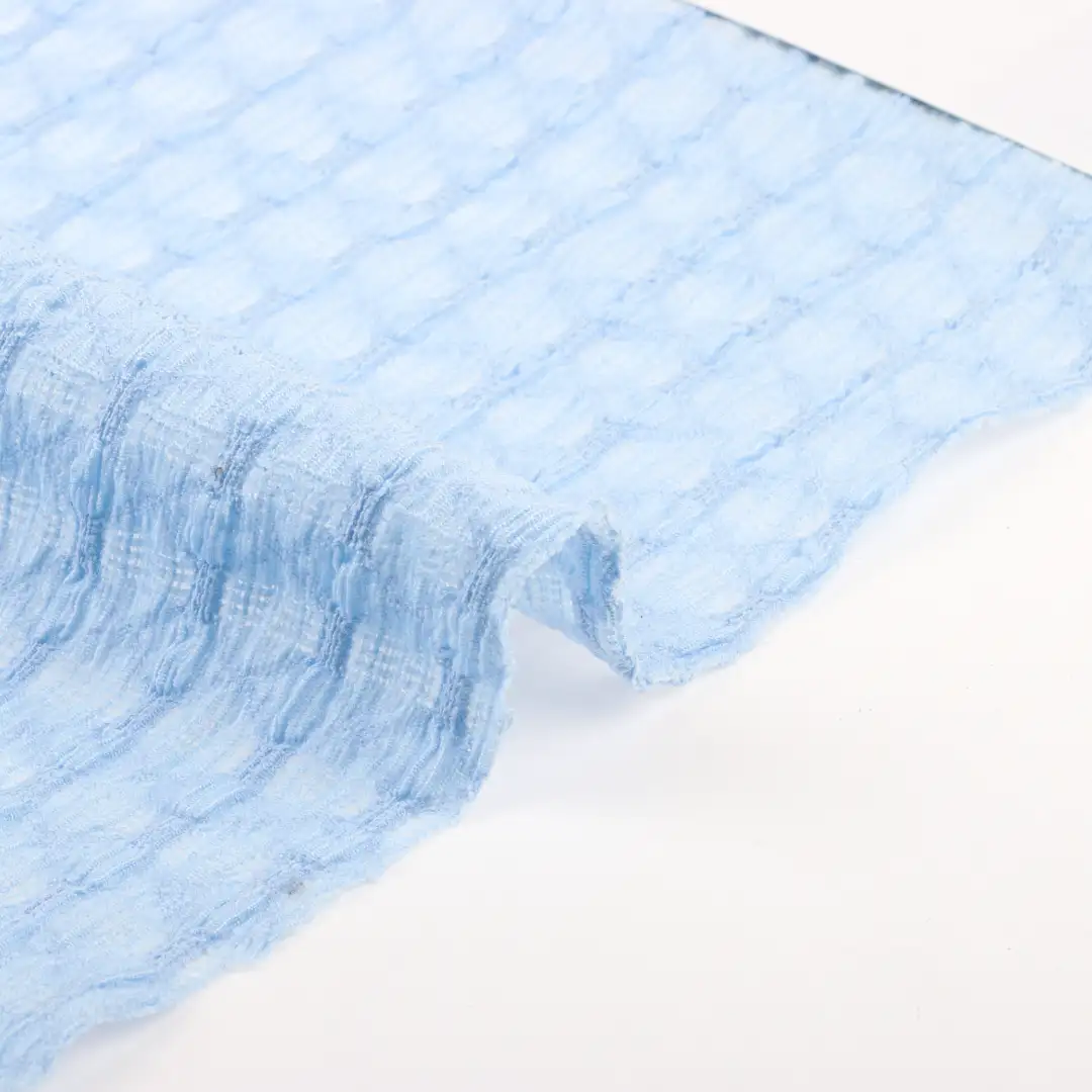 China Fabric for Shirt,Blouse,Crop Top Tricot Knit Fabric Polyester Elastane sky blue color buy from China wholesaler bulk order at wholesale price free worldwide shipping Alibaba