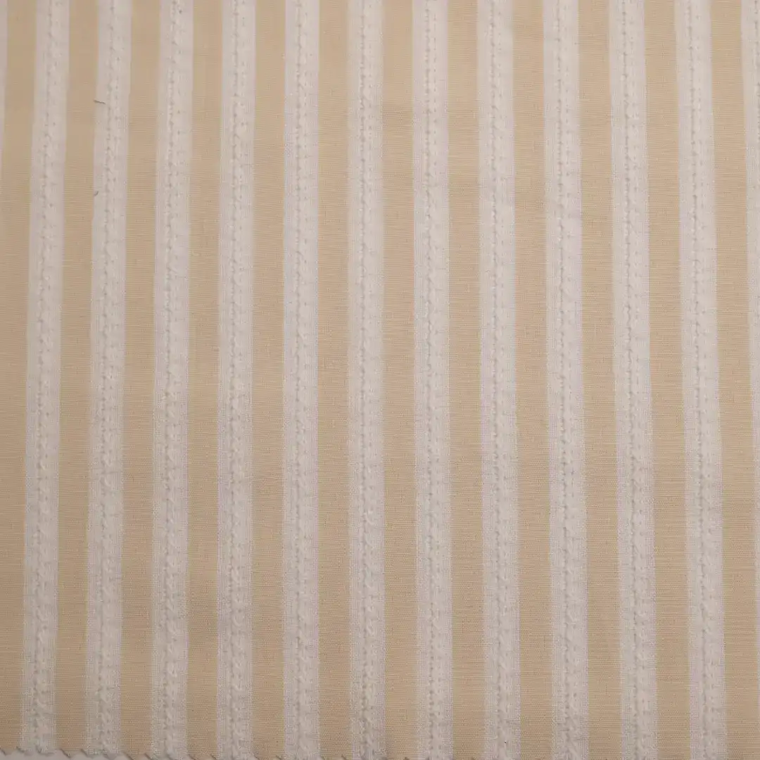 China Fabric for Blouse,Skirt,Shirt Long Sleeve Button ,Over Shirt CVC Jacquard Woven Blended Fabric Cotton Polyester Color Stripe color buy from China wholesaler bulk order at wholesale price free worldwide shipping Alibaba