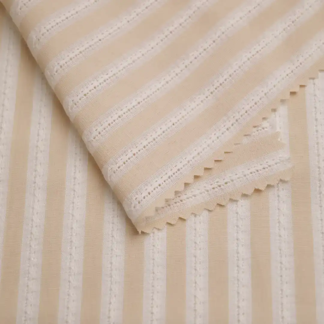 China Fabric for Blouse,Skirt,Shirt Long Sleeve Button ,Over Shirt CVC Jacquard Woven Blended Fabric Cotton Polyester Color Stripe color buy from China wholesaler bulk order at wholesale price free worldwide shipping Alibaba