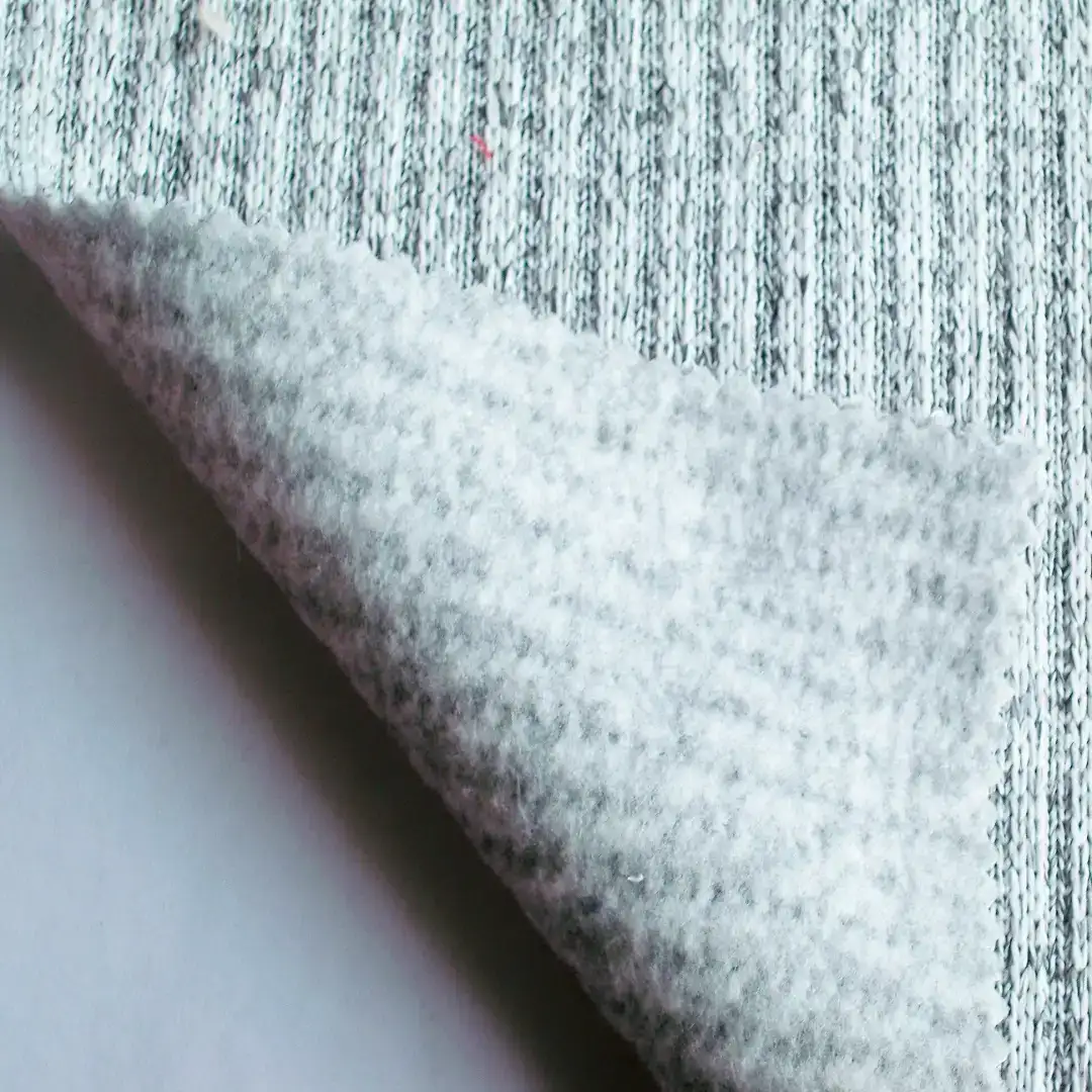 China Fabric for Hoodie,Ladies Vest ,Men’s Vest ,Open Cardigan ,Dresses (Cardigan Open) ,Dresses (Cardigan Button)  Rib Knit Fabric Polyester Light Grey Melange color buy from China wholesaler bulk order at wholesale price free worldwide shipping Alibaba