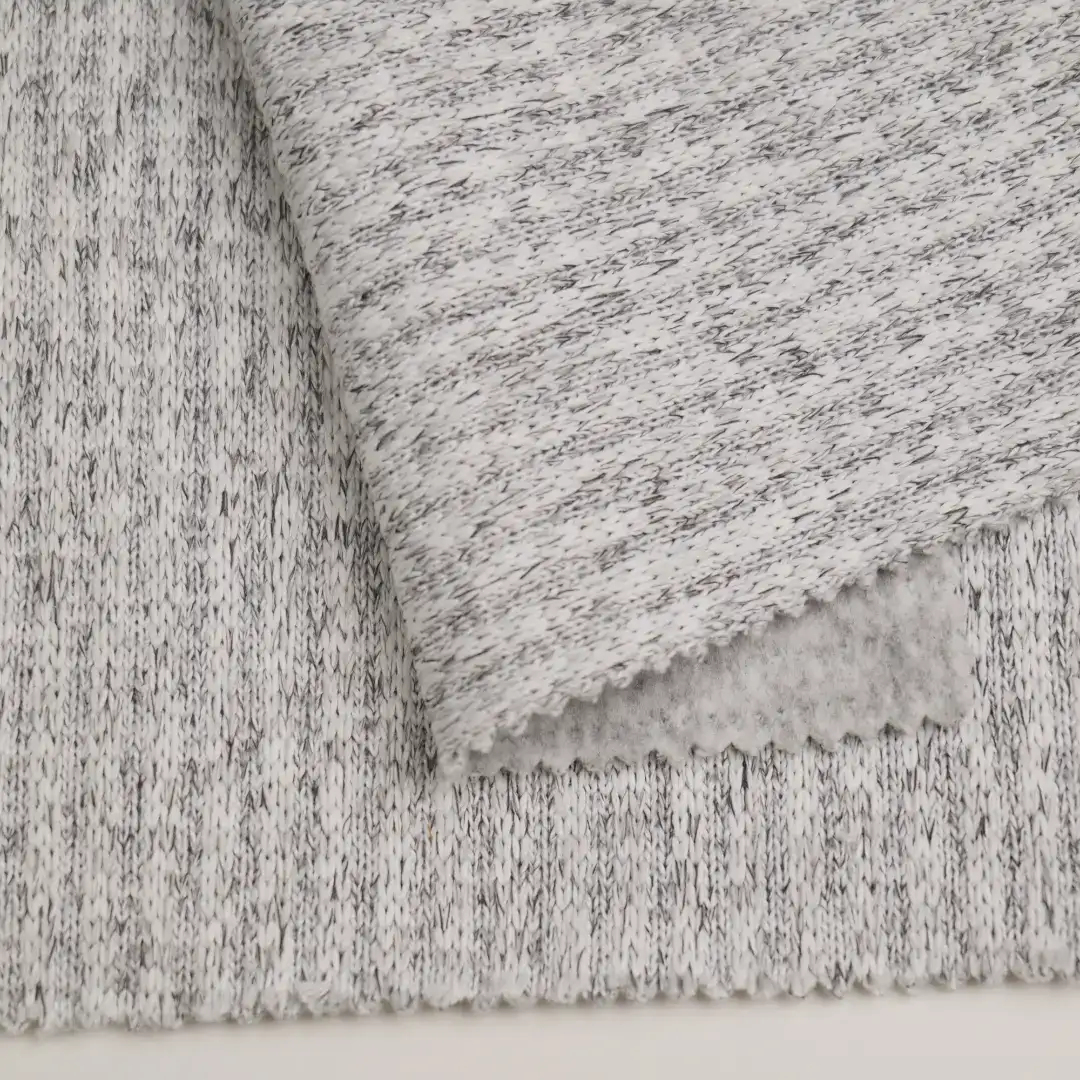 China Fabric for Hoodie,Ladies Vest ,Men’s Vest ,Open Cardigan ,Dresses (Cardigan Open) ,Dresses (Cardigan Button)  Rib Knit Fabric Polyester Light Grey Melange color buy from China wholesaler bulk order at wholesale price free worldwide shipping Alibaba
