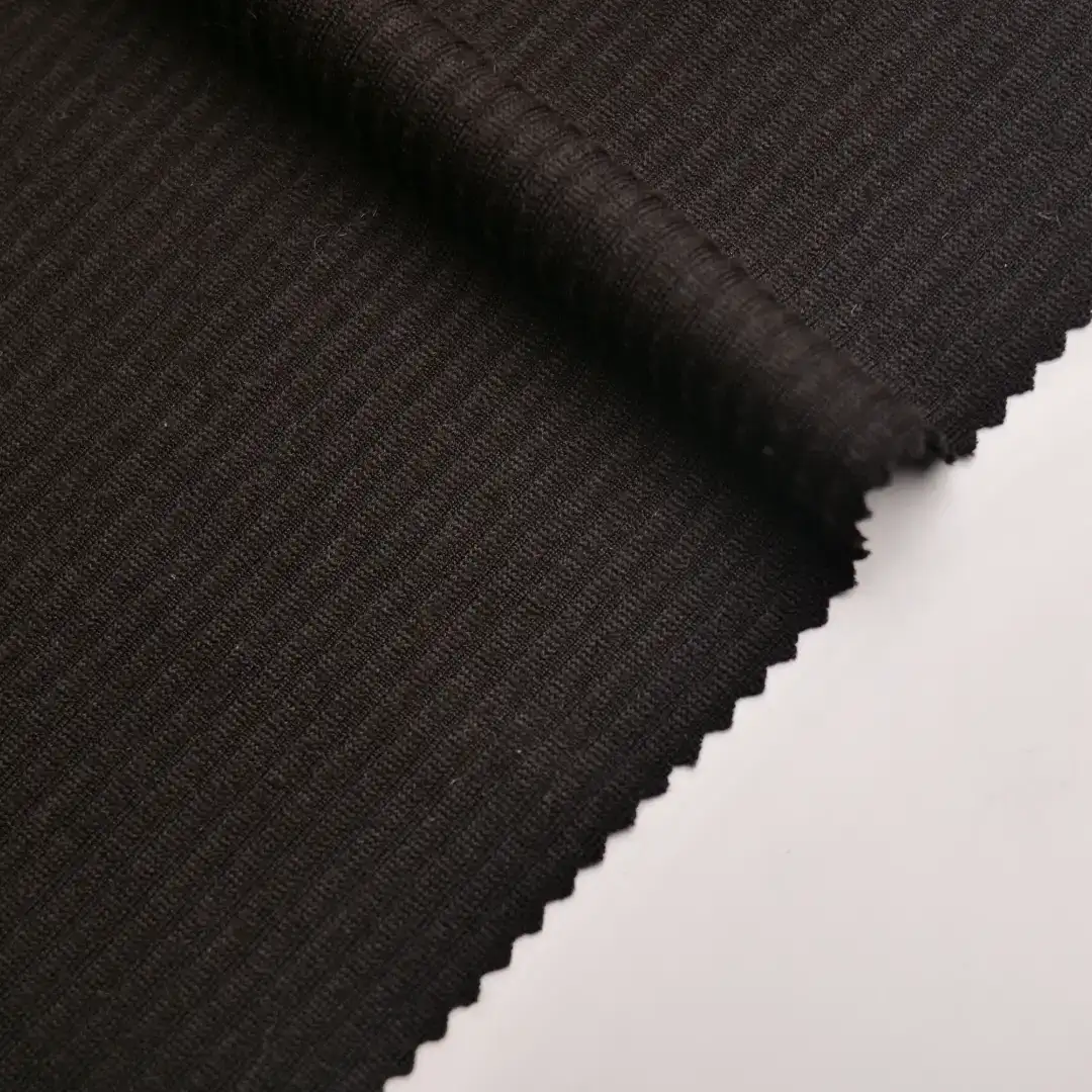 China Fabric for T-shirt ,Polo T-shirt  Rib Knit Fabric Polyester Spandex Black color buy from China wholesaler bulk order at wholesale price free worldwide shipping Alibaba