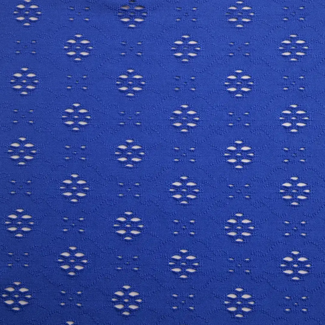 China Fabric for Dresses (Pullover)  Mesh Knit Fabric Recycled Polyester Spandex Navy color buy from China wholesaler bulk order at wholesale price free worldwide shipping Alibaba