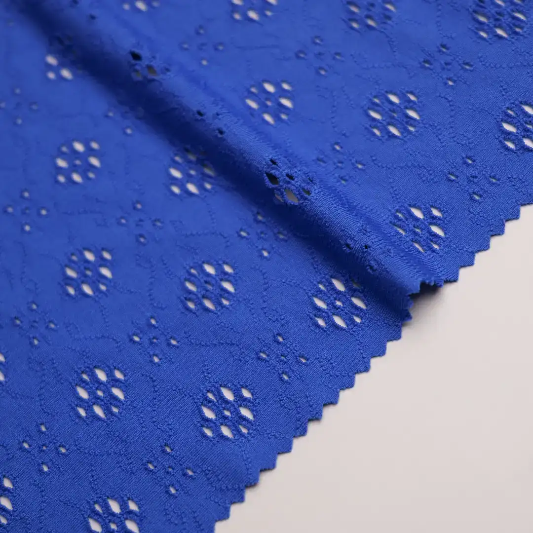 China Fabric for Dresses (Pullover)  Mesh Knit Fabric Recycled Polyester Spandex Navy color buy from China wholesaler bulk order at wholesale price free worldwide shipping Alibaba