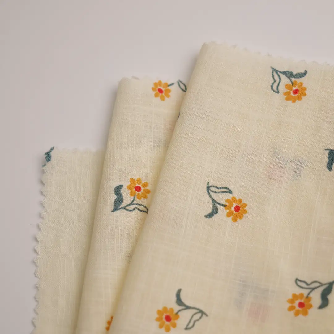 China Fabric for Blouse,Shirt Long Sleeve Button ,Dresses (Pullover)  Cotton Crepe Natural Woven Fabric Cotton Rayon Yellow Print color buy from China wholesaler bulk order at wholesale price free worldwide shipping Alibaba