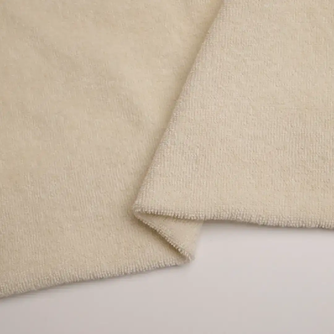 China Fabric for Hoodie,Pajamas,Loungewear French Terry Knit Fabric Cotton Polyester Solid -Cream color buy from China wholesaler bulk order at wholesale price free worldwide shipping Alibaba