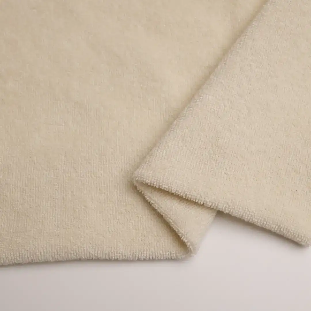 China Fabric for Hoodie,Pajamas,Loungewear French Terry Knit Fabric Cotton Polyester Solid -Cream color buy from China wholesaler bulk order at wholesale price free worldwide shipping Alibaba