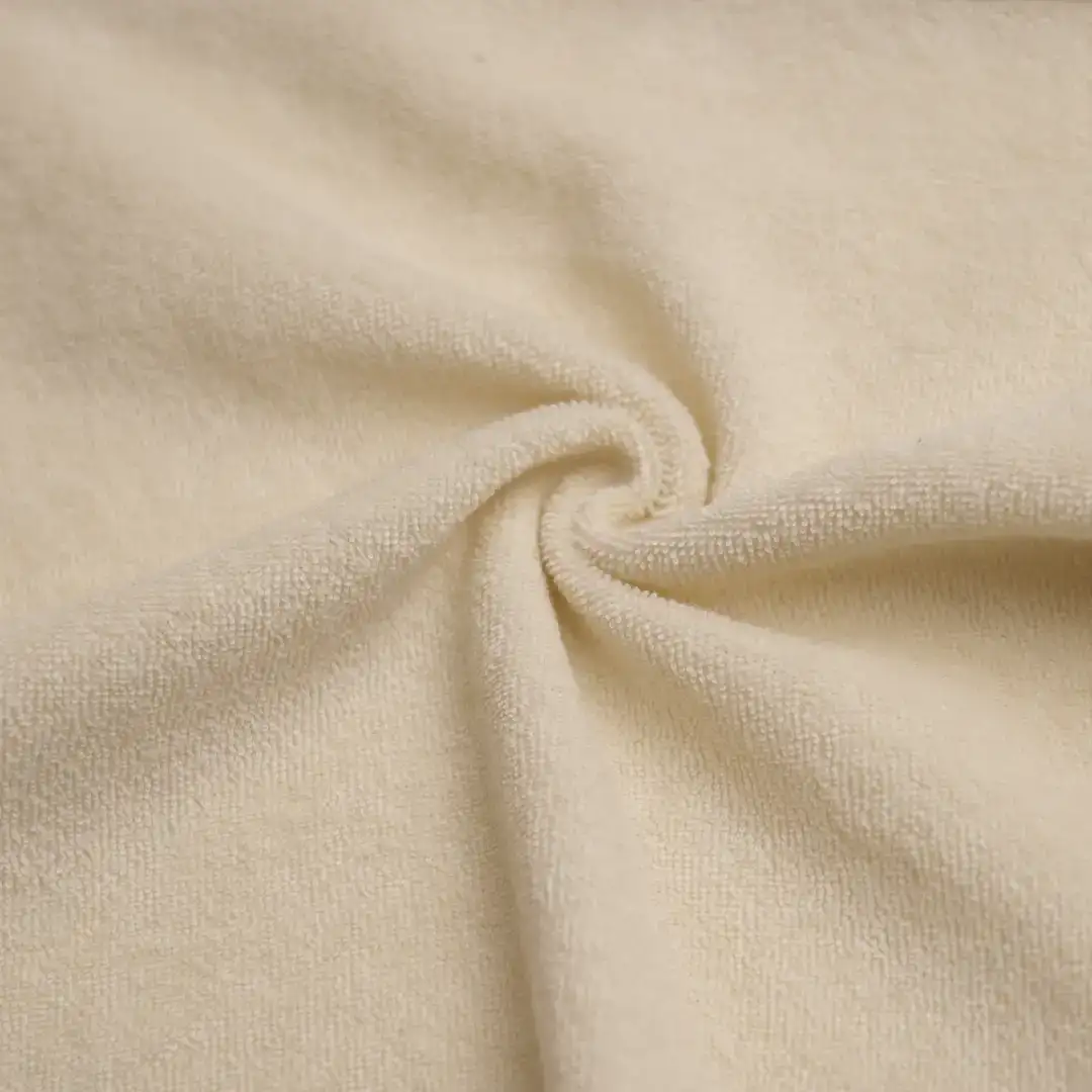 China Fabric for Hoodie,Pajamas,Loungewear French Terry Knit Fabric Cotton Polyester Solid -Cream color buy from China wholesaler bulk order at wholesale price free worldwide shipping Alibaba