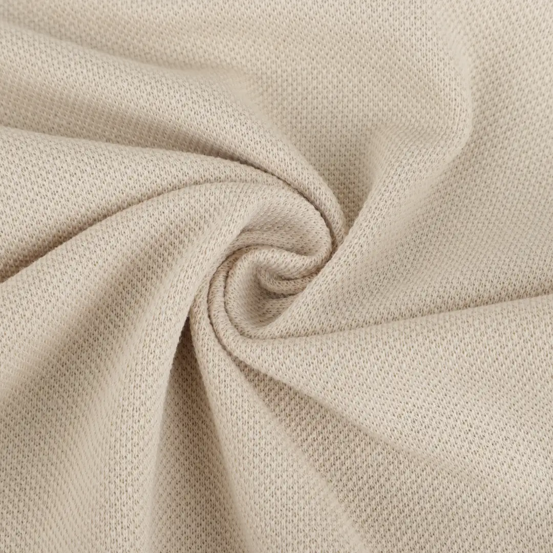 China Fabric for T-Shirt,Hoodie Pique Knit Fabric Cotton Polyester Beige color buy from China wholesaler bulk order at wholesale price free worldwide shipping Alibaba