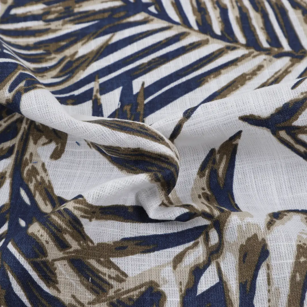 Bangladesh Fabric for Shirt,Blouse,Crop Top Cotton Slub Natural Woven Fabric Cotton Slub LEAF AOP color buy from Bangladesh wholesaler bulk order at wholesale price free worldwide shipping Alibaba