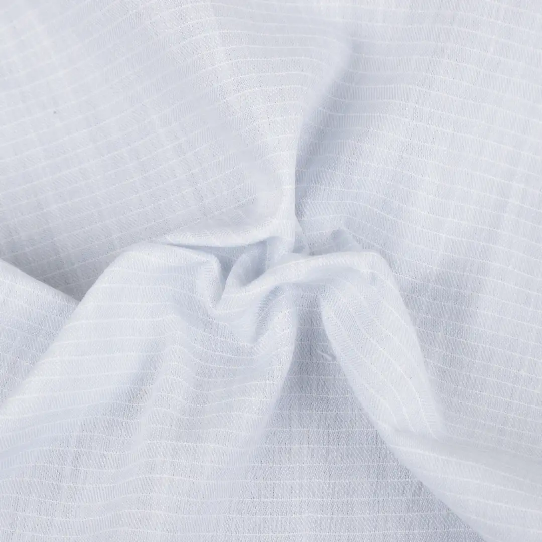 Bangladesh Fabric for Shirt,Puff Short Sleeve Ruffle Crop Shirt,French Ruffle Collar Shirt Cotton Dobby Natural Woven Fabric BCI Cotton White color buy from Bangladesh wholesaler bulk order at wholesale price free worldwide shipping Alibaba