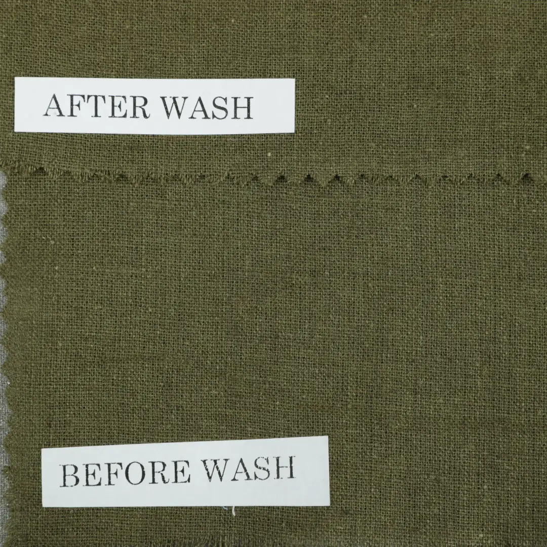 Bangladesh Fabric for Shirt,Casual Long Sleeve Crop Shirt,Cropped V-Neck Shirt,French Ruffle Collar Shirt Linen/Cotton Plain Natural Woven Fabric Linen Organic Cotton Olive color buy from Bangladesh wholesaler bulk order at wholesale price free worldwide shipping Alibaba