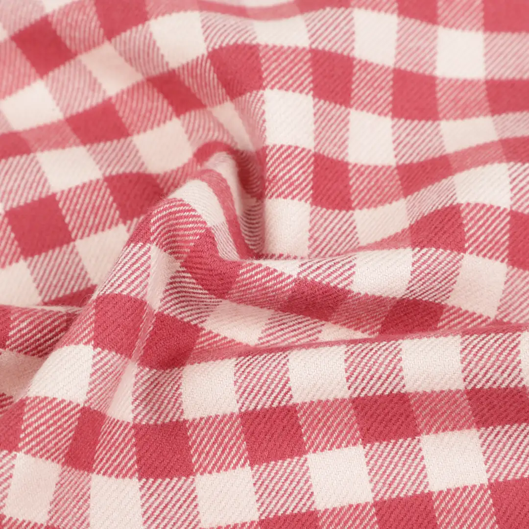 Bangladesh Fabric for Shirt,Over Shirt,French Ruffle Collar Shirt Cotton YD Flannel Natural Woven Fabric BCI Cotton Check Red/Beige color buy from Bangladesh wholesaler bulk order at wholesale price free worldwide shipping Alibaba