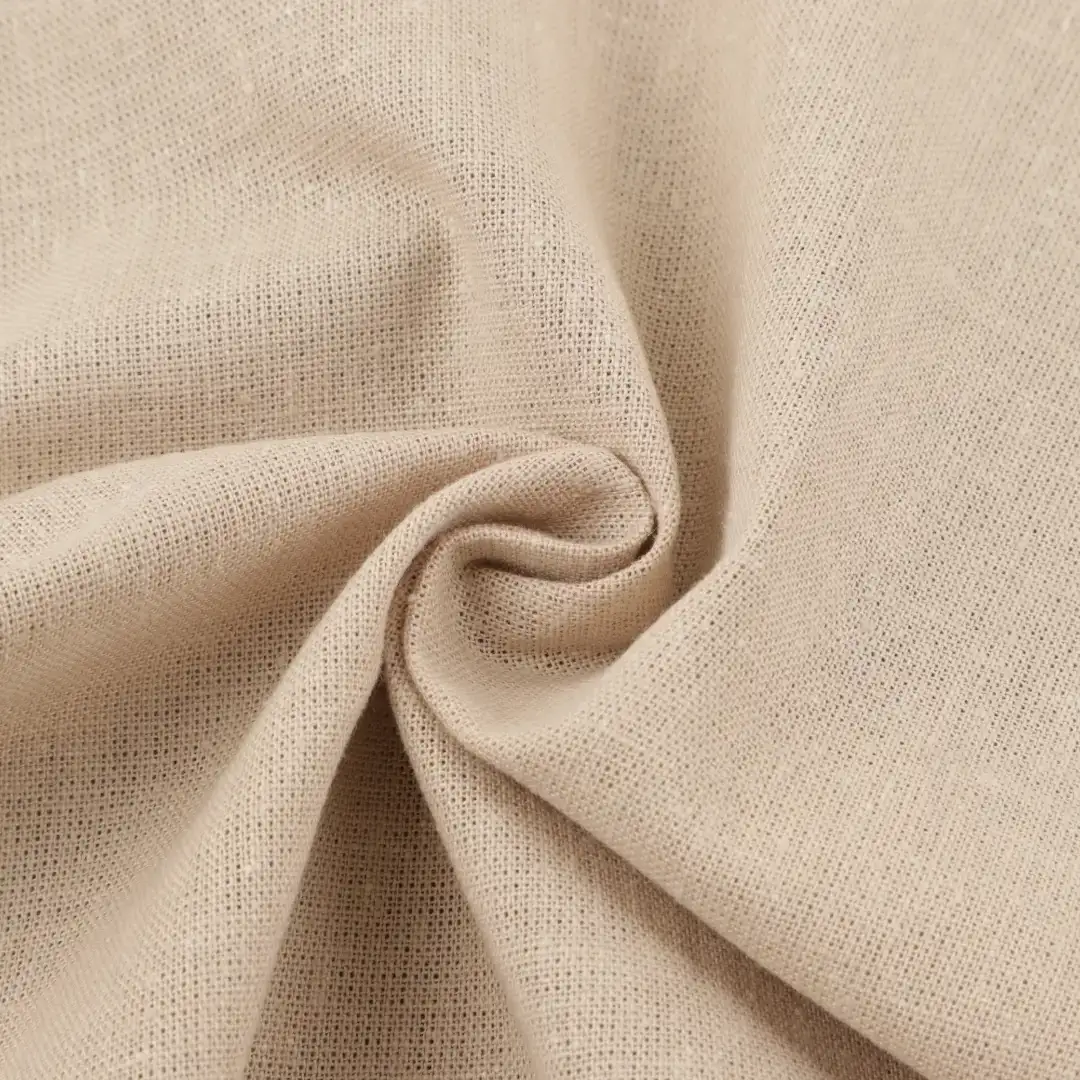 Bangladesh Fabric for Shirt Linen/Cotton Plain Natural Woven Fabric BCI Cotton Linen Beige color buy from Bangladesh wholesaler bulk order at wholesale price free worldwide shipping Alibaba