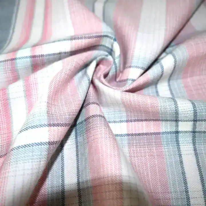 India Fabric for Shirt Cotton Twill Natural Woven Fabric Cotton Pink Check color buy from India wholesaler bulk order at wholesale price free worldwide shipping Alibaba