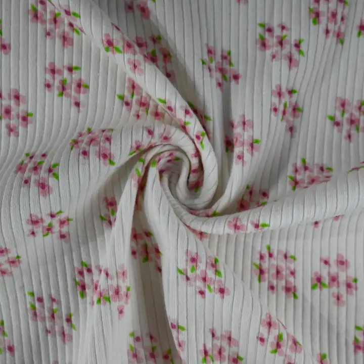 India Fabric for T-Shirt,Polo Shirt,Skirt Rib Knit Fabric Cotton Printed color buy from India wholesaler bulk order at wholesale price free worldwide shipping Alibaba