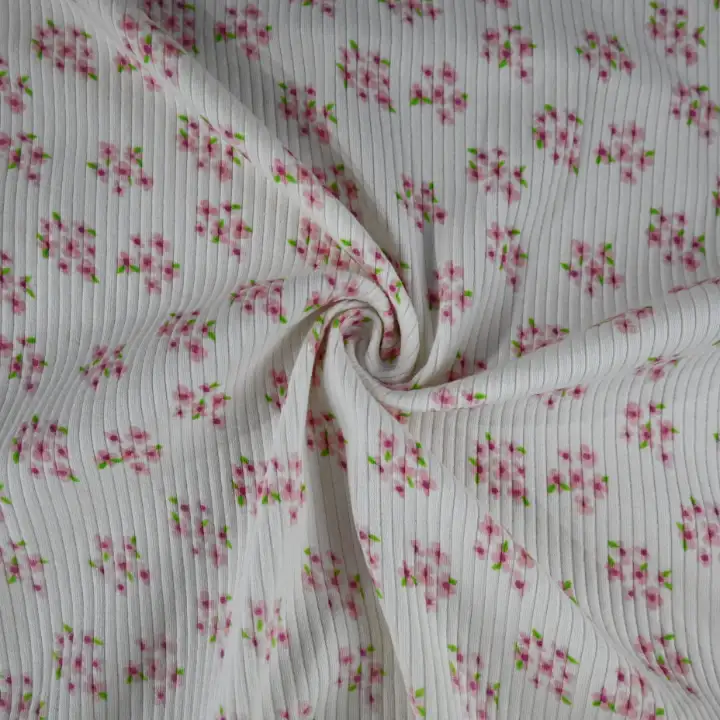 India Fabric for T-Shirt,Polo Shirt,Skirt Rib Knit Fabric Cotton Printed color buy from India wholesaler bulk order at wholesale price free worldwide shipping Alibaba