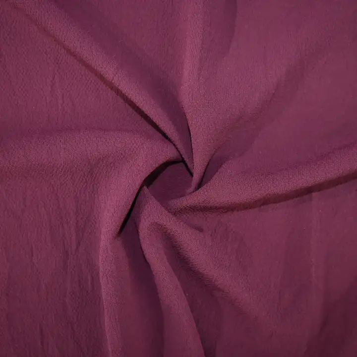India Fabric for Blouse,Skirt Polyester Crepe Synthetic Woven Fabric Polyester Brugundy color buy from India wholesaler bulk order at wholesale price free worldwide shipping Alibaba