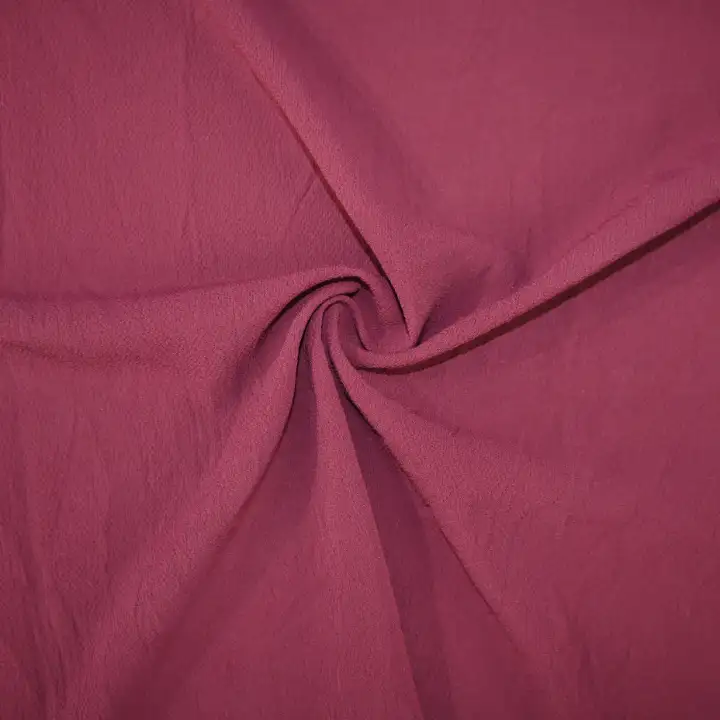 India Fabric for Blouse,Skirt Polyester Crepe Synthetic Woven Fabric Polyester Brugundy color buy from India wholesaler bulk order at wholesale price free worldwide shipping Alibaba
