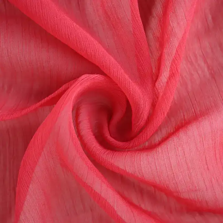 India Fabric for Blouse,Crop Top,Skirt Polyester chiffon Synthetic Woven Fabric Polyester RED color buy from India wholesaler bulk order at wholesale price free worldwide shipping Alibaba