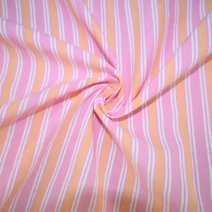 India Fabric for Shirt Cotton Stripe Natural Woven Fabric Cotton Pink Yellow Stripe color buy from India wholesaler bulk order at wholesale price free worldwide shipping Alibaba