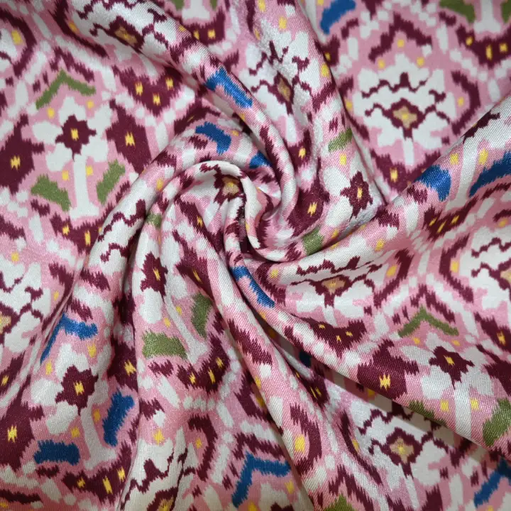 India Fabric for Dresses (Cardigan Open)  Polyester/Rayon Twill Woven Blended Fabric Polyester Printed color buy from India wholesaler bulk order at wholesale price free worldwide shipping Alibaba