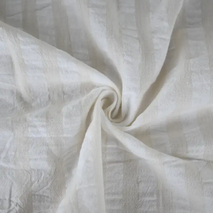 India Fabric for Dresses (Cardigan Open)  Cotton Seersucker Natural Woven Fabric Cotton Off White color buy from India wholesaler bulk order at wholesale price free worldwide shipping Alibaba