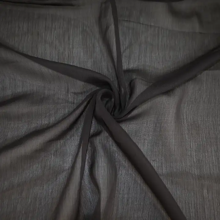 India Fabric for Blouse Polyester Crinkle Fabric Synthetic Woven Fabric Polyester Brown color buy from India wholesaler bulk order at wholesale price free worldwide shipping Alibaba