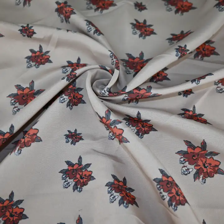 India Fabric for Blouse Polyester chiffon Synthetic Woven Fabric Polyester Dark Beige Print color buy from India wholesaler bulk order at wholesale price free worldwide shipping Alibaba