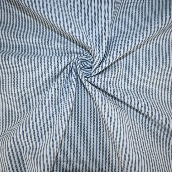 India Fabric for Shirt Cotton Stripe Natural Woven Fabric Cotton White Blue Stripe color buy from India wholesaler bulk order at wholesale price free worldwide shipping Alibaba