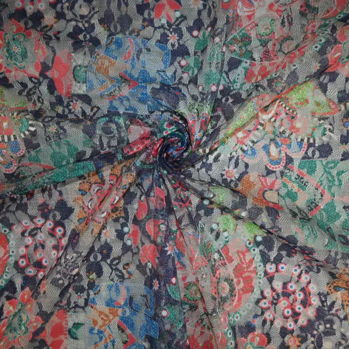 India Fabric for Yoga Clothes Mesh Knit Fabric Polyester Printed color buy from India wholesaler bulk order at wholesale price free worldwide shipping Alibaba