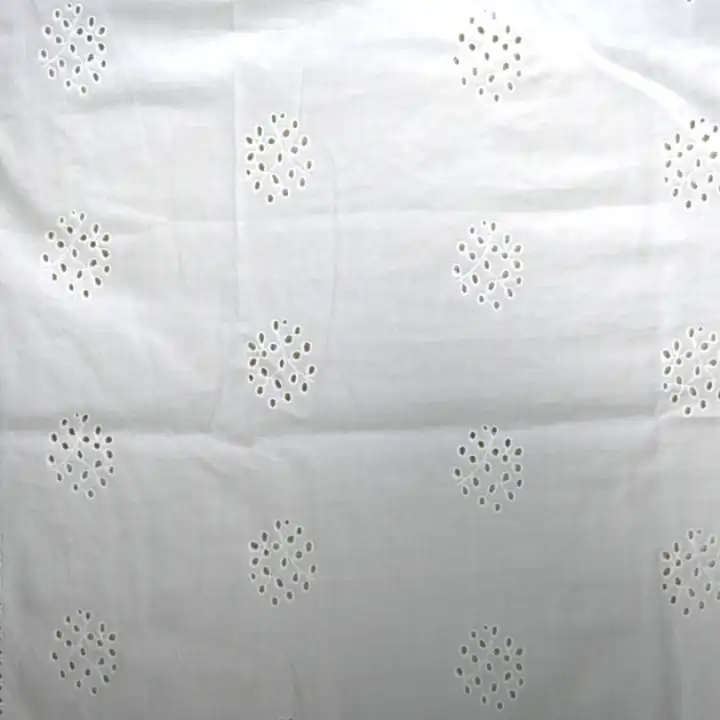 India Fabric for Blouse Schiffli Synthetic Woven Fabric Cotton white color buy from India wholesaler bulk order at wholesale price free worldwide shipping Alibaba