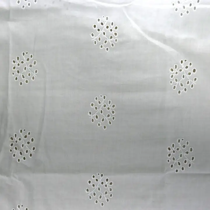 India Fabric for Blouse Schiffli Synthetic Woven Fabric Cotton white color buy from India wholesaler bulk order at wholesale price free worldwide shipping Alibaba