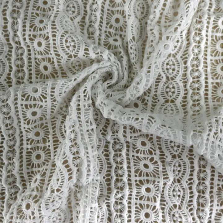 India Fabric for Dresses (Cardigan Open)  Chemical schiffli Synthetic Woven Fabric Polyester white color buy from India wholesaler bulk order at wholesale price free worldwide shipping Alibaba