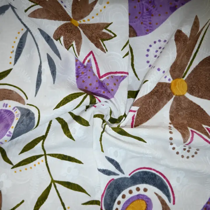 India Fabric for Shirt Schiffli Synthetic Woven Fabric Cotton Printed color buy from India wholesaler bulk order at wholesale price free worldwide shipping Alibaba