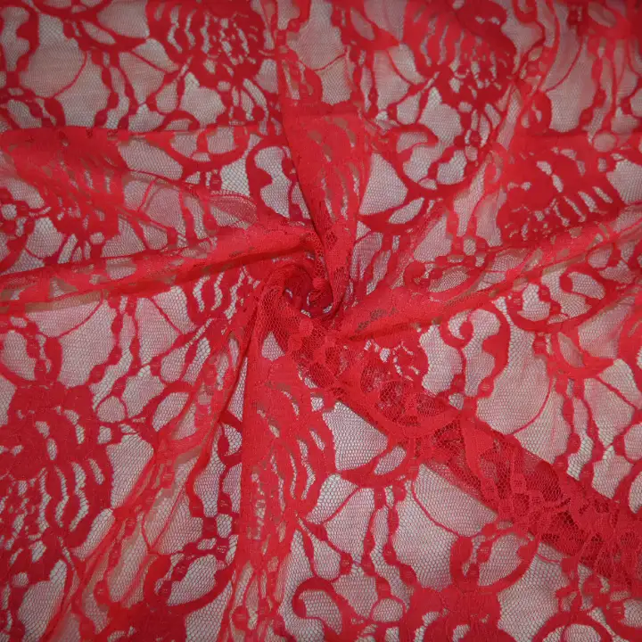 India Fabric for Shorts Poly Mesh schiffli Knit Fabric Polyester Red color buy from India wholesaler bulk order at wholesale price free worldwide shipping Alibaba