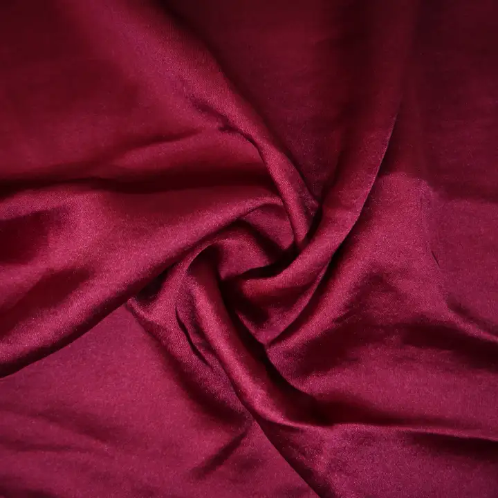India Fabric for Shirt,Blouse Polyester Satin Synthetic Woven Fabric Polyester Spandex Wine Red color buy from India wholesaler bulk order at wholesale price free worldwide shipping Alibaba