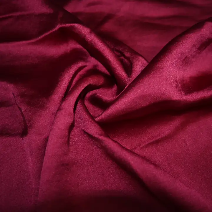 India Fabric for Shirt,Blouse Polyester Satin Synthetic Woven Fabric Polyester Spandex Wine Red color buy from India wholesaler bulk order at wholesale price free worldwide shipping Alibaba