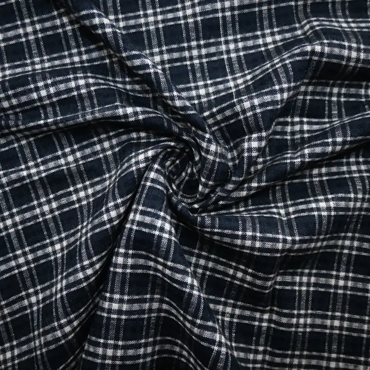 India Fabric for Shirt Cotton Dobby Natural Woven Fabric COTTON VISCOSE Black Cream Check color buy from India wholesaler bulk order at wholesale price free worldwide shipping Alibaba