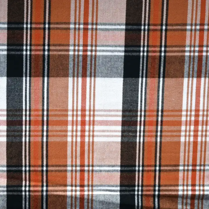 India Fabric for Shirt Yarn Dyed Check Synthetic Woven Fabric COTTON Orange Check color buy from India wholesaler bulk order at wholesale price free worldwide shipping Alibaba