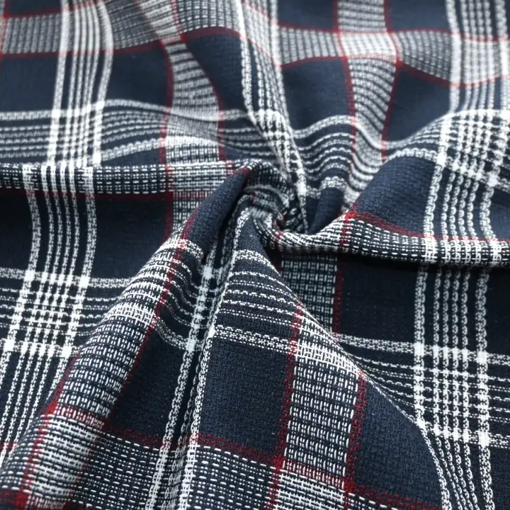 India Fabric for Shirt Cotton Dobby Natural Woven Fabric COTTON POLYESTER Check color buy from India wholesaler bulk order at wholesale price free worldwide shipping Alibaba