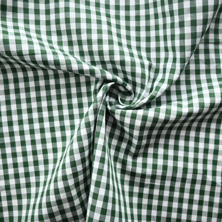 India Fabric for Shirt Yarn Dyed Check Synthetic Woven Fabric COTTON Green Check color buy from India wholesaler bulk order at wholesale price free worldwide shipping Alibaba