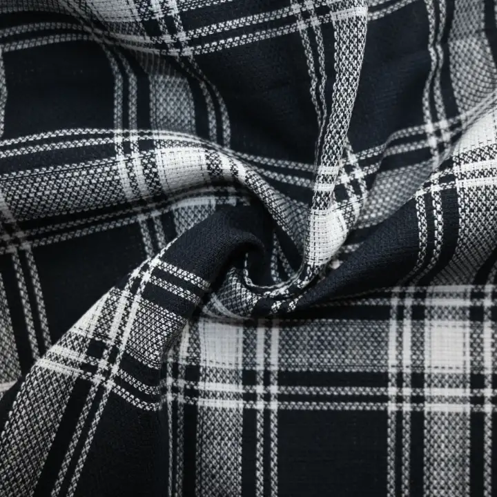 India Fabric for Shirt Cotton Dobby Natural Woven Fabric COTTON Black And White Check color buy from India wholesaler bulk order at wholesale price free worldwide shipping Alibaba