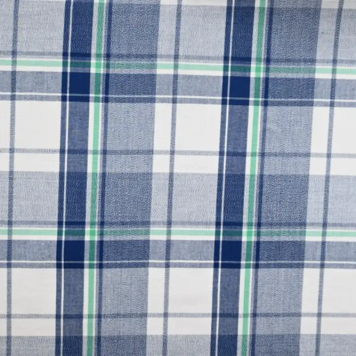 India Fabric for Shirt Cotton Plain Natural Woven Fabric COTTON Blue And White Check color buy from India wholesaler bulk order at wholesale price free worldwide shipping Alibaba